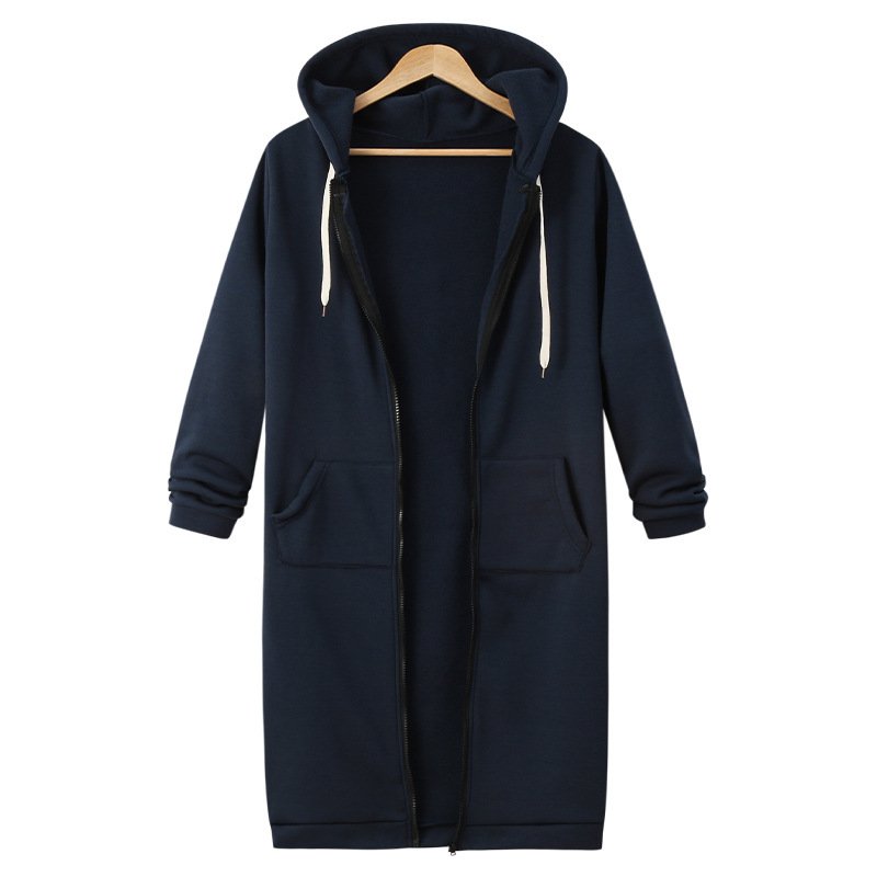 Hooded Long Sleeve Sweater Fleece Long Jacket - Image 8