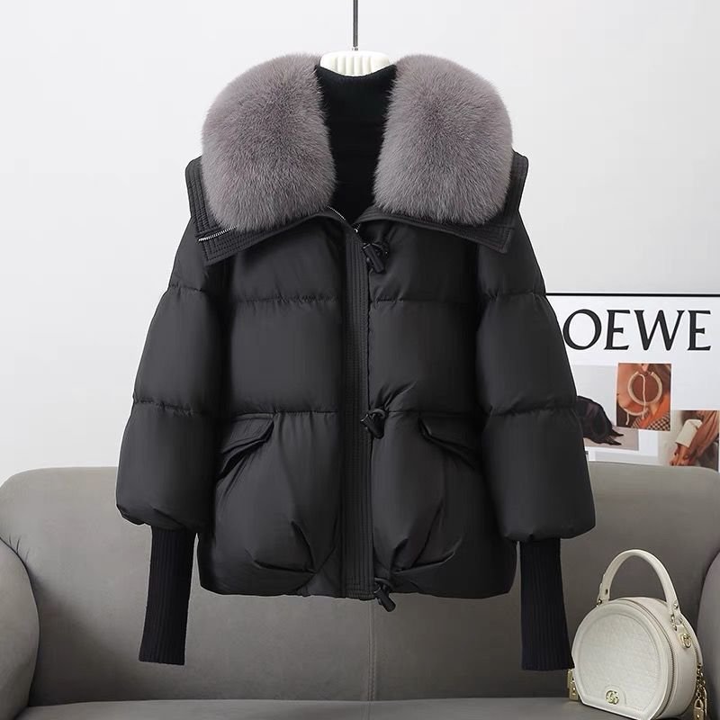 Down Cotton-padded Jacket Women's Short Fur Collar Thickened Coat Winter Clothing - Image 8