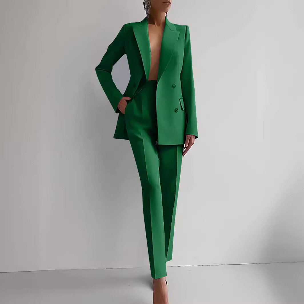 Casual Suits Fashion Long Sleeve Single-breasted Jacket Top And Slim Fit Trousers Women's Business Suits - Image 4