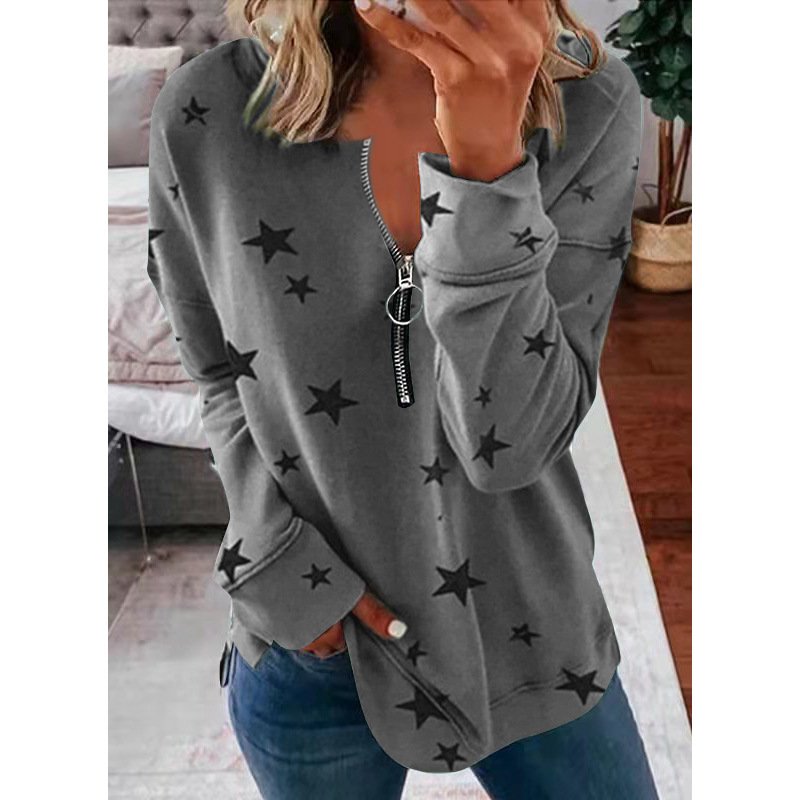 Star Print Long Sleeve Pullover Women's Sweatshirt - Image 4