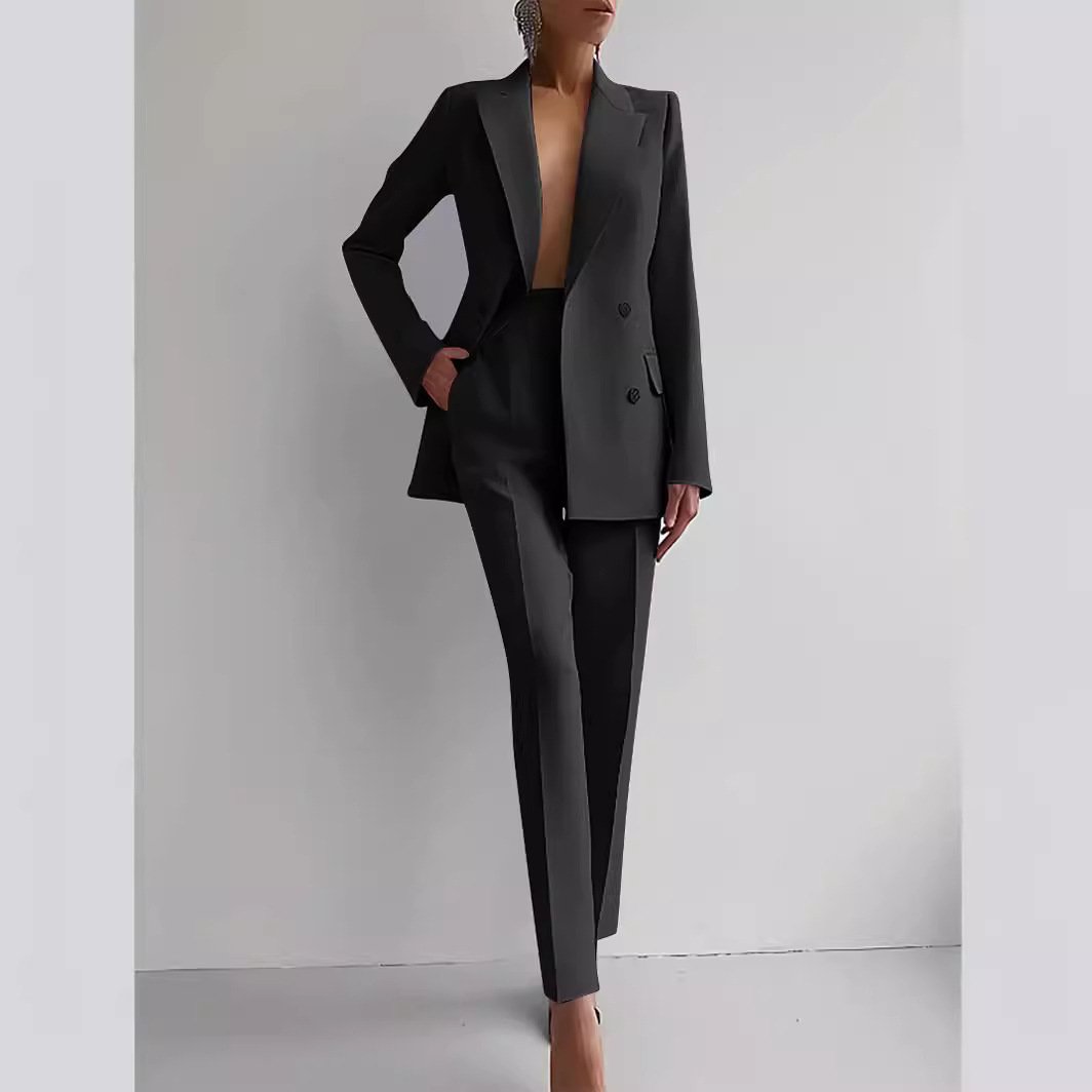Casual Suits Fashion Long Sleeve Single-breasted Jacket Top And Slim Fit Trousers Women's Business Suits - Image 3