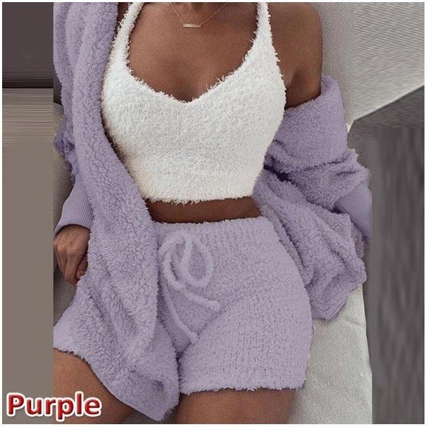 3 Pieces Of Fashionable Ladies Plush Home Clothes - Image 4