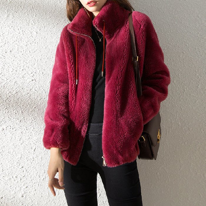 Double Faced Fleece Warm High Neck Sweater Women Cardigan - Image 7