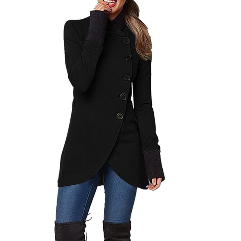 Single-breasted Panelled Hem Slit Long-sleeved Jacket - Image 2