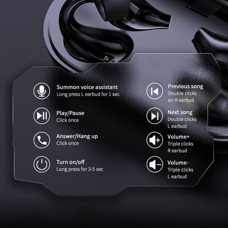 Ear Clip Bone Conduction Headphone Bluetooth-compatible 5.2 HIFI Wireless Earphone Touch Handsfree Sports Noise Cancelling Headset With Mic - Image 5