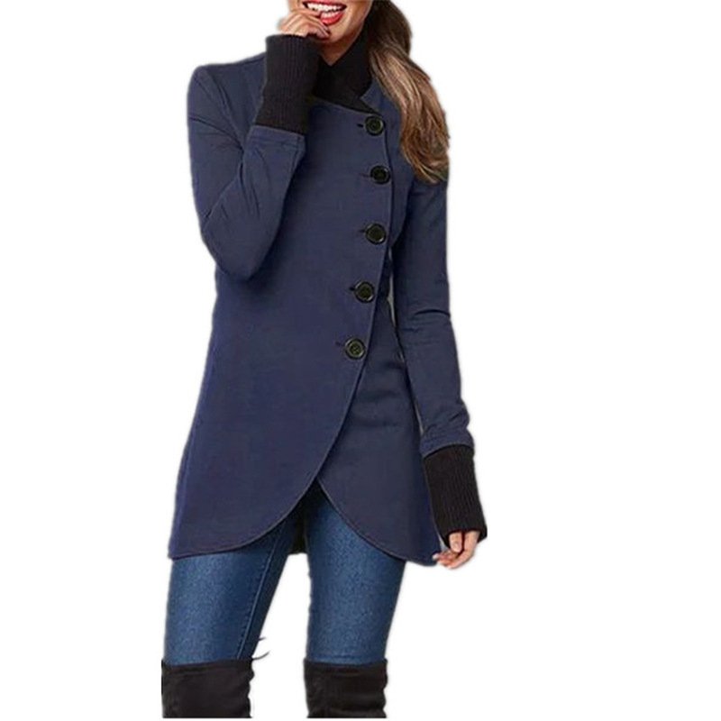 Single-breasted Panelled Hem Slit Long-sleeved Jacket - Image 7