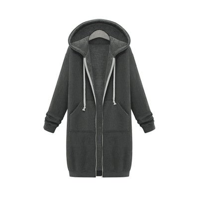 Hooded Long Sleeve Sweater Fleece Long Jacket - Image 10