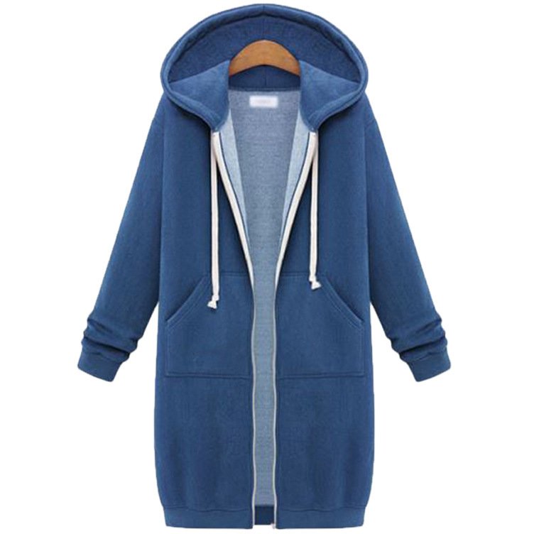 Hooded Long Sleeve Sweater Fleece Long Jacket - Image 5