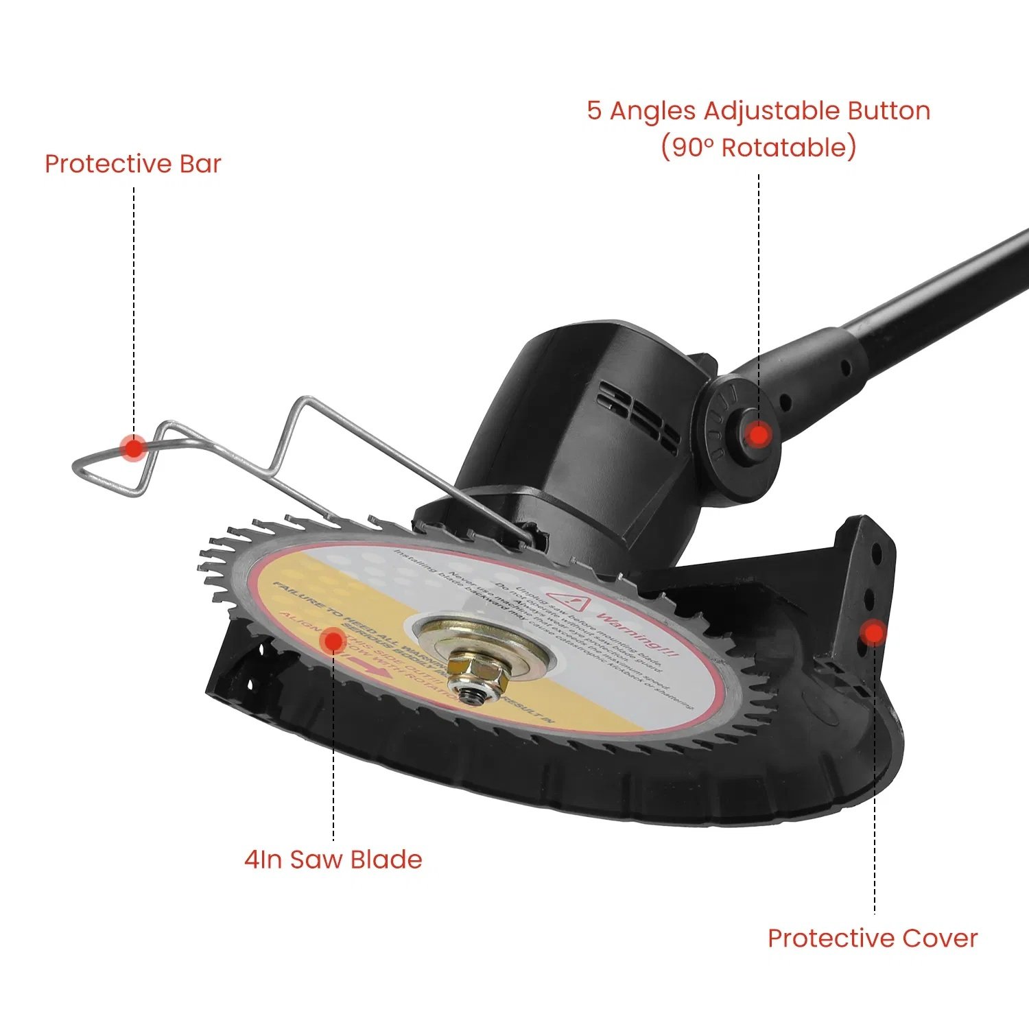 Cordless 3-in-1 Pole Saw/Mini Chainsaw/Grass Trimmer - 21V 1500mAh x2 Batteries, 4/6in Cutting Chain, 13in-75.2in Adjustable Length, Safety Switch + Gloves/Goggle for Yard Maintenance - Image 5