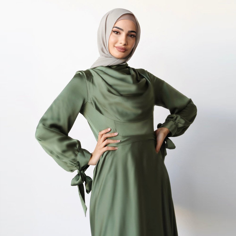 Muslim Pile Collar Robe And Ankle Dress - Image 2