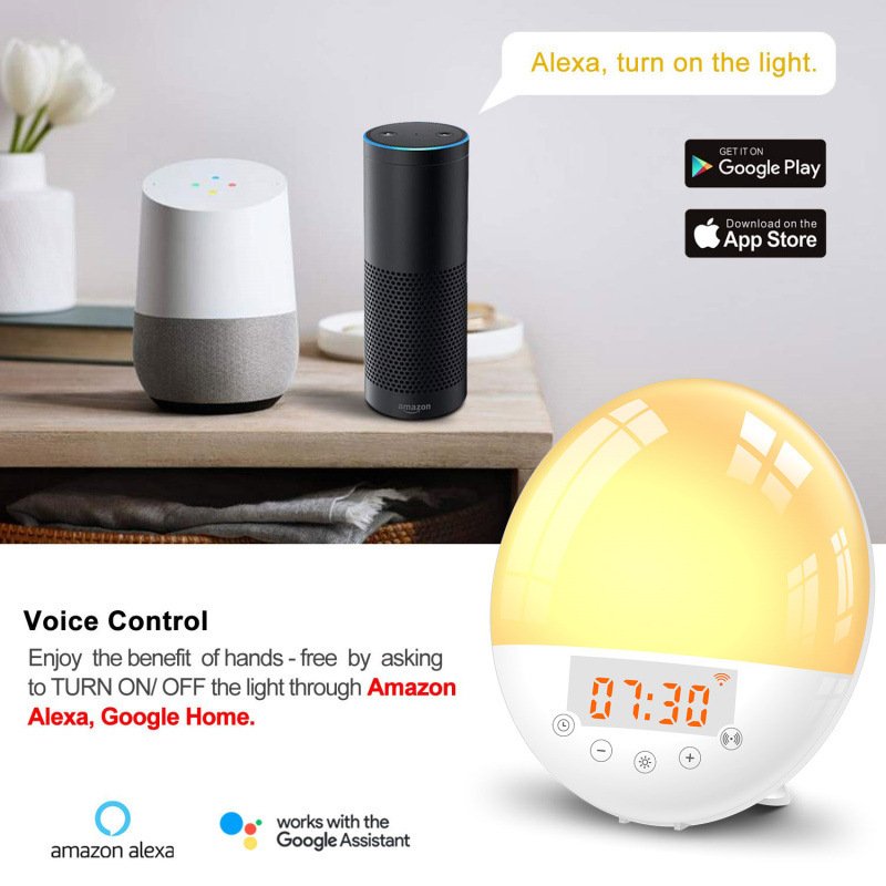 WiFi Voice Control Intelligent Alarm Clock, Sunrise Natural Wake-up Light - Image 4