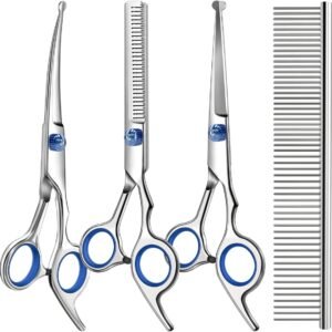 Professional 4 In 1 Dog Cat Grooming Scissors Kit With Safety Round Tips,Sharp