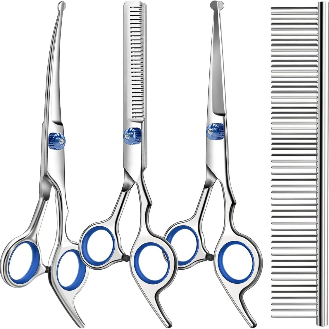 Professional 4 In 1 Dog Cat Grooming Scissors Kit With Safety Round Tips,Sharp