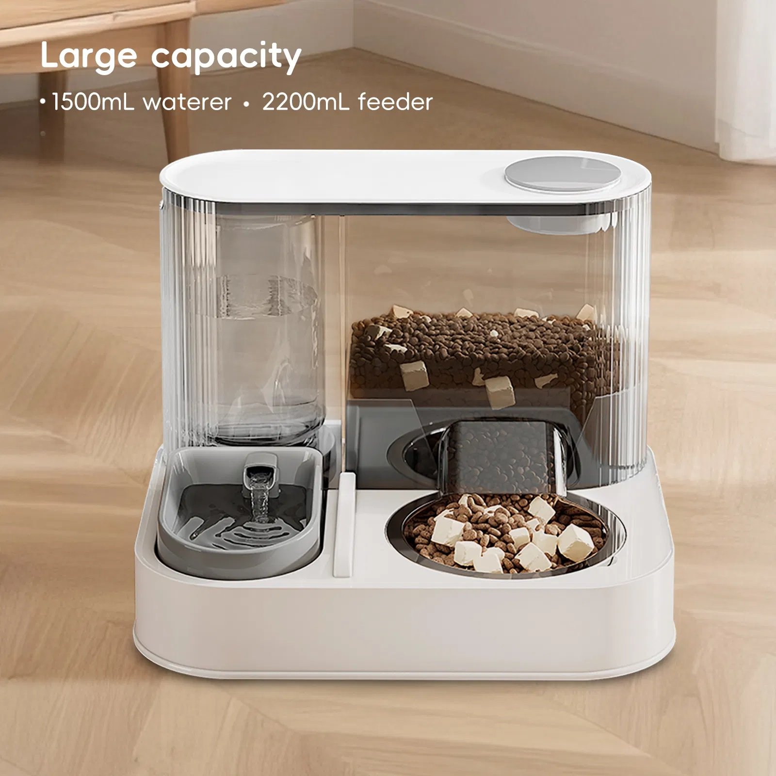 L-type USB pet food and water dispenser, large capacity storage and storage, automatic water and food dispensing, worry free feeding - Image 3