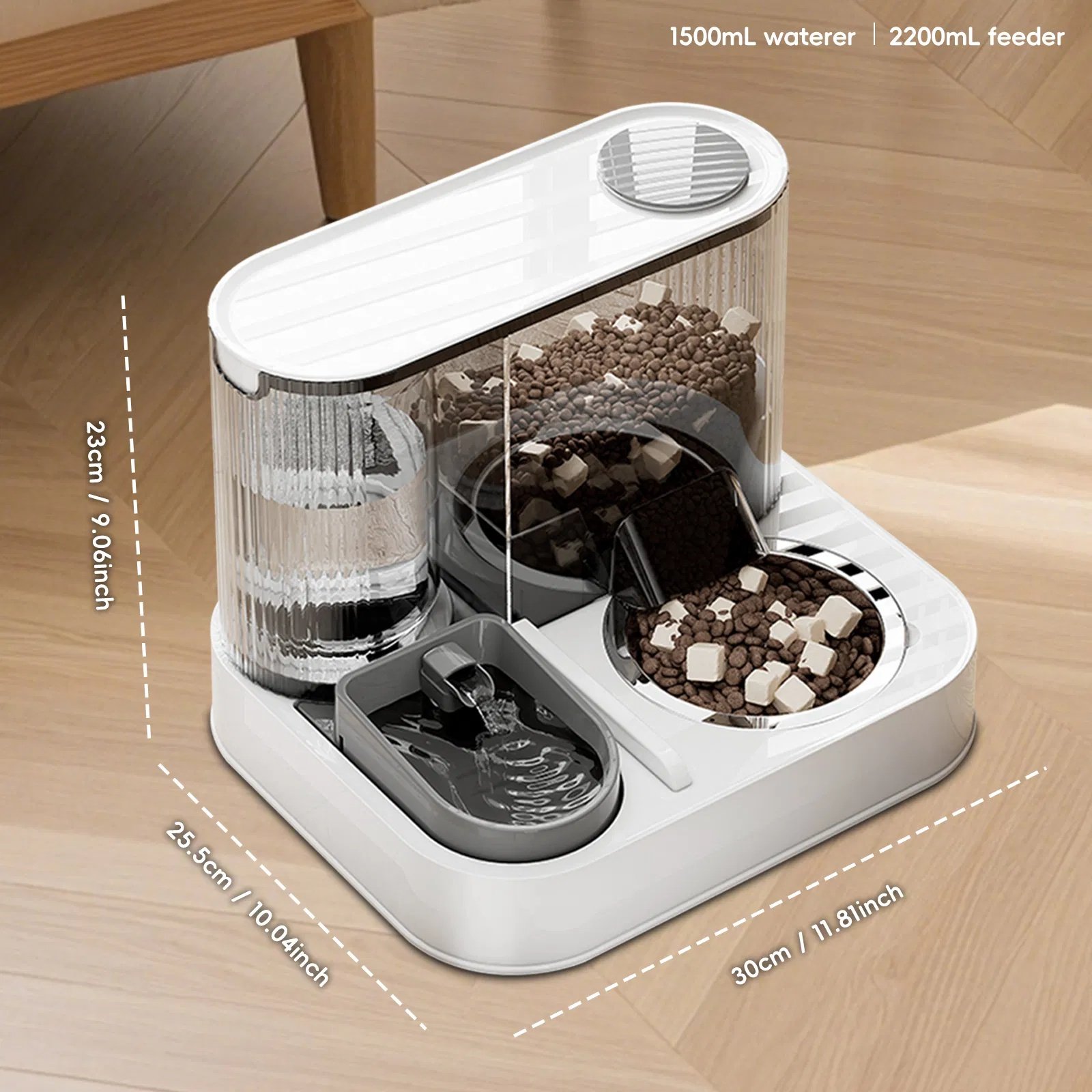 L-type USB pet food and water dispenser, large capacity storage and storage, automatic water and food dispensing, worry free feeding - Image 2