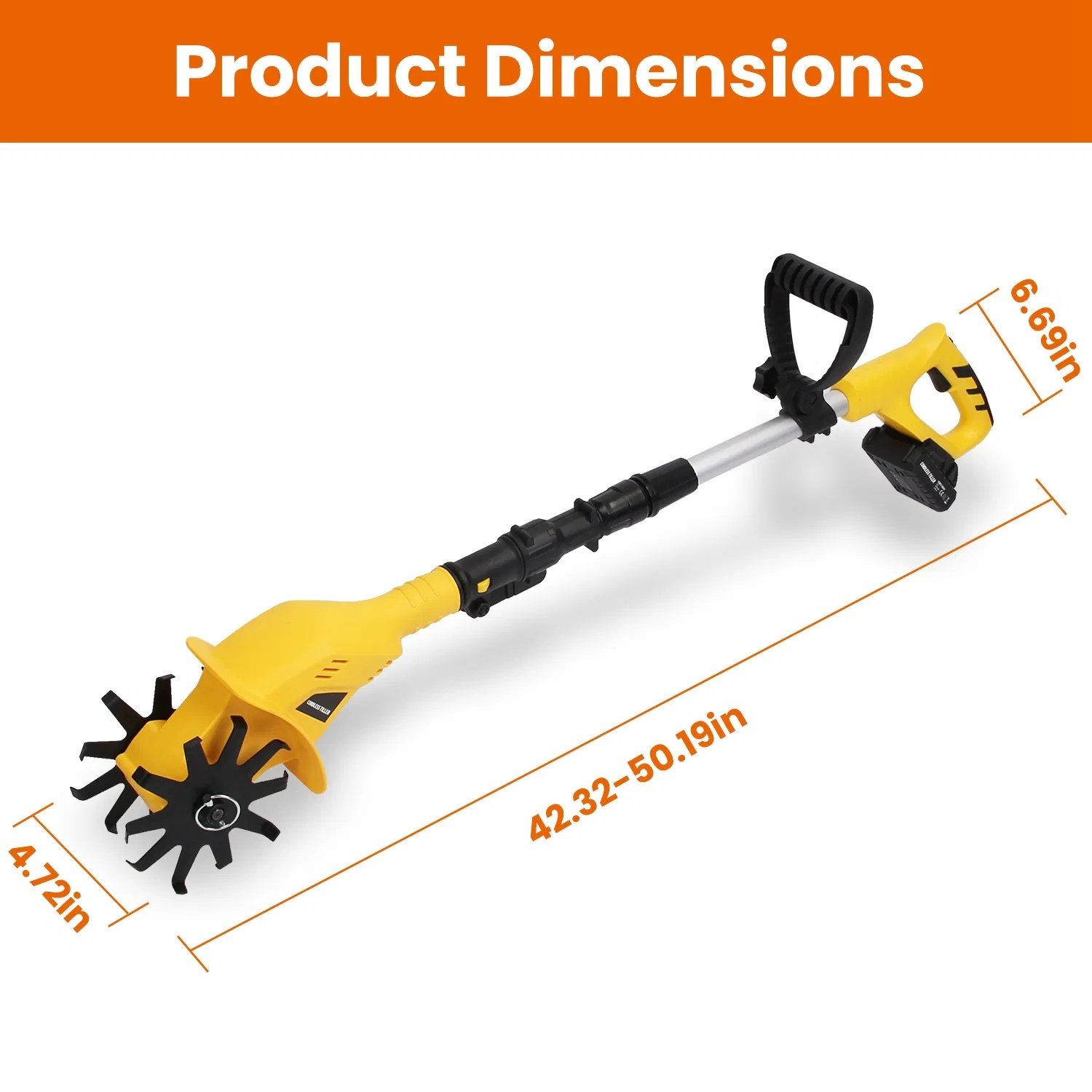 20V Cordless Tiller Cultivator, 250RPM Electric Garden Tiller Depth Garden Rototiller for Lawn/Gardening/Soil Cultivation - Image 8
