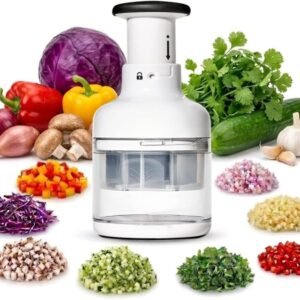 Manual Vegetable, Nut & Garlic Chopper With Container And Lid, Kitchen Food Prep Tool