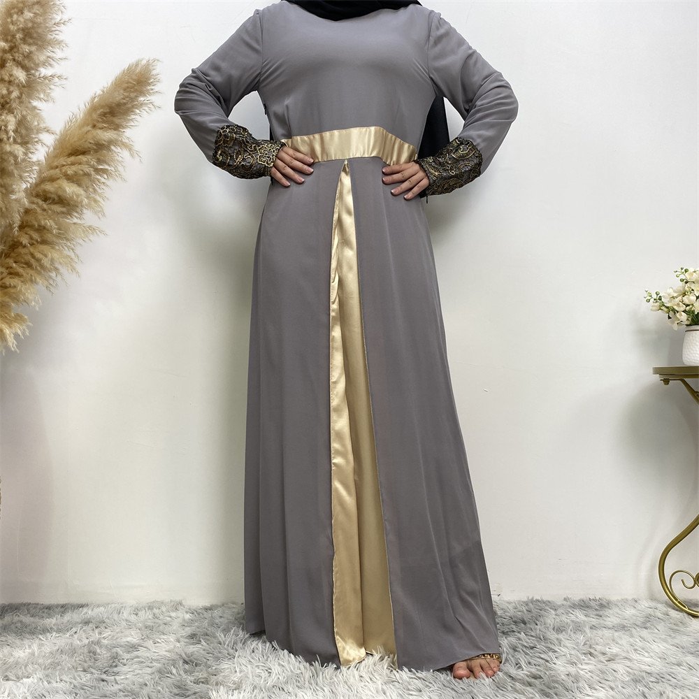Women's Muslim Patchwork Long Sleeved Dress - Image 4