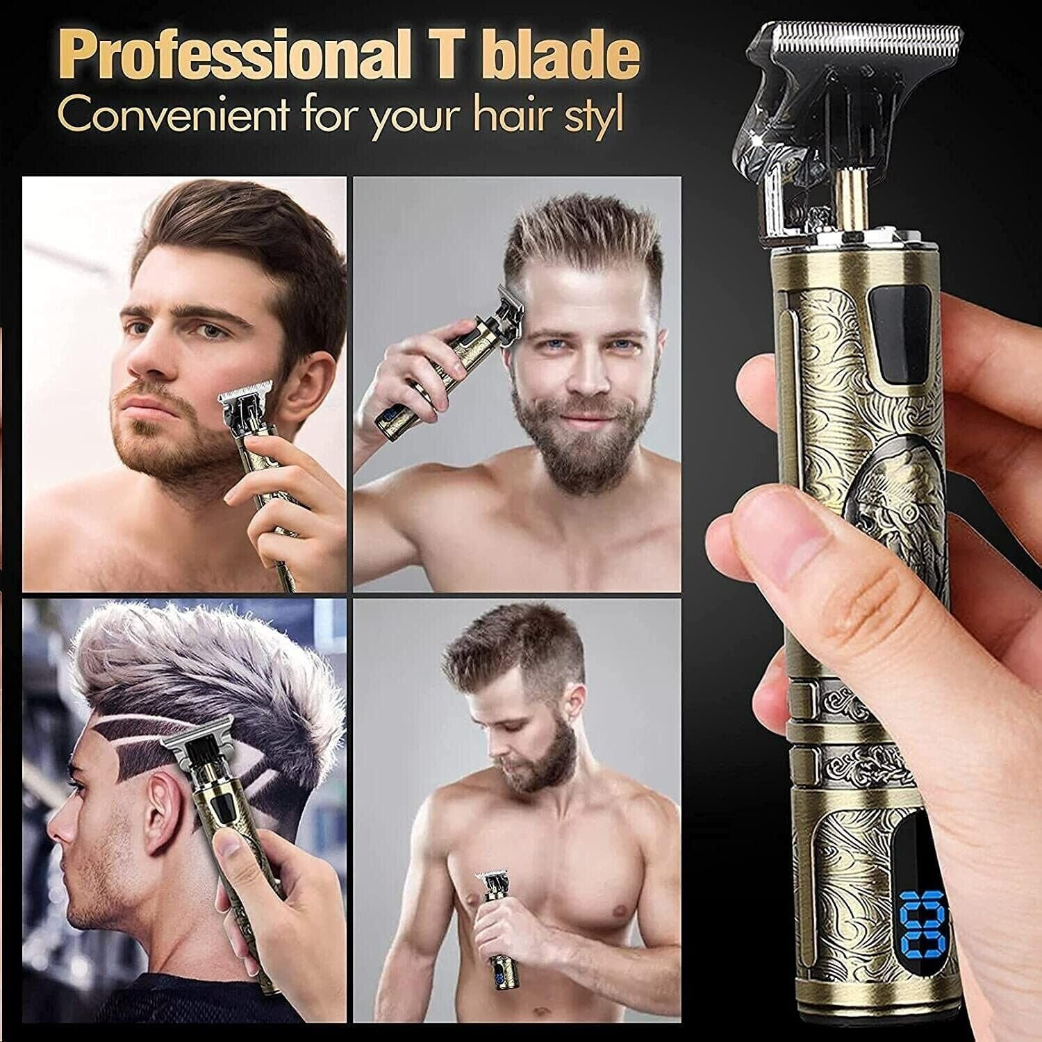Professional Hair Clippers Trimmer Mens Barber Hair Cutting Kit Machine Cordless - Image 9