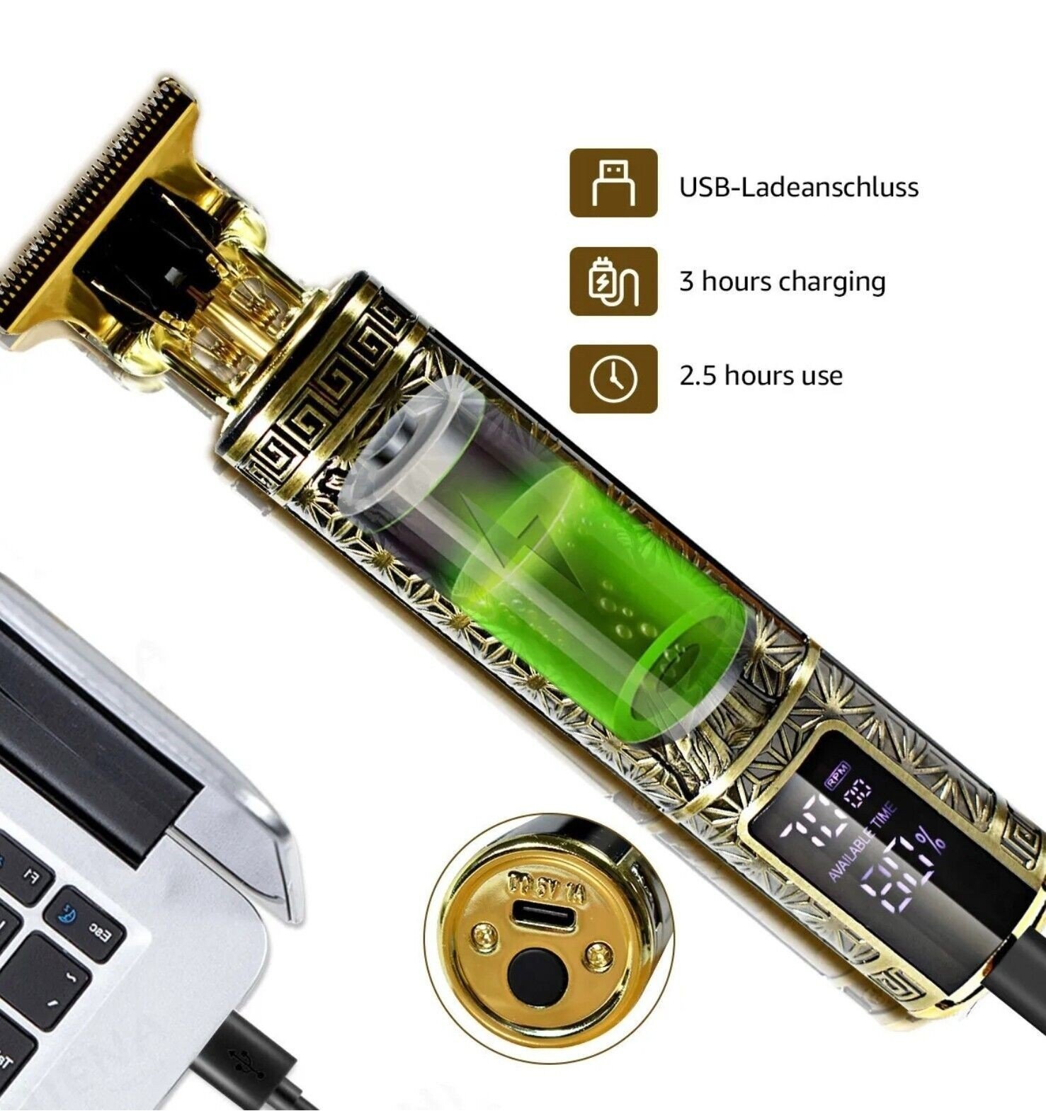 Beard Trimmer Hair Clippers Cordless Hair Cutting Kit Barber Shaving Machine For Men USB Rechargeable - Image 2
