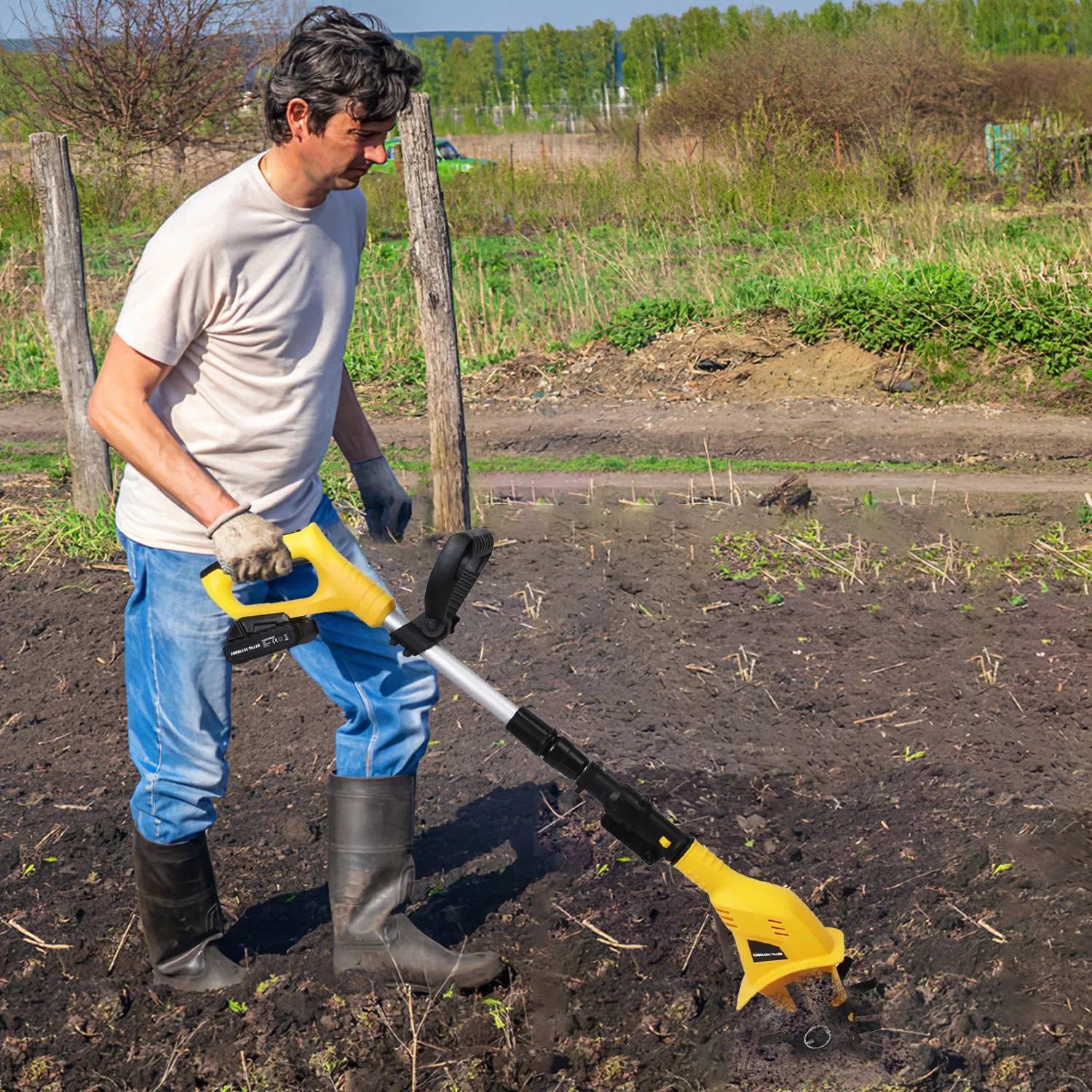 20V Cordless Tiller Cultivator, 250RPM Electric Garden Tiller Depth Garden Rototiller for Lawn/Gardening/Soil Cultivation - Image 6