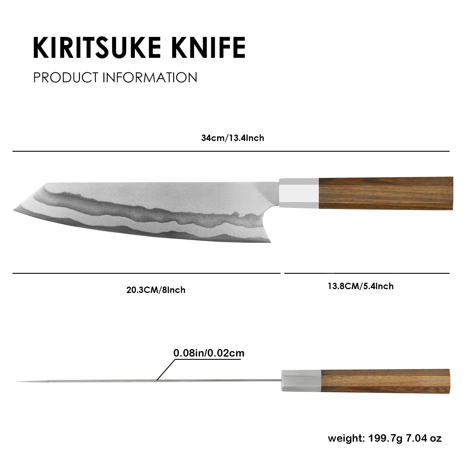 Keihatsu Japanese Gyuto Chef Knife 8 Inch Kiritsuke Knife, Professional Kitchen Ultra Sharp Vegetable Knives With Sheath & Box - Image 3