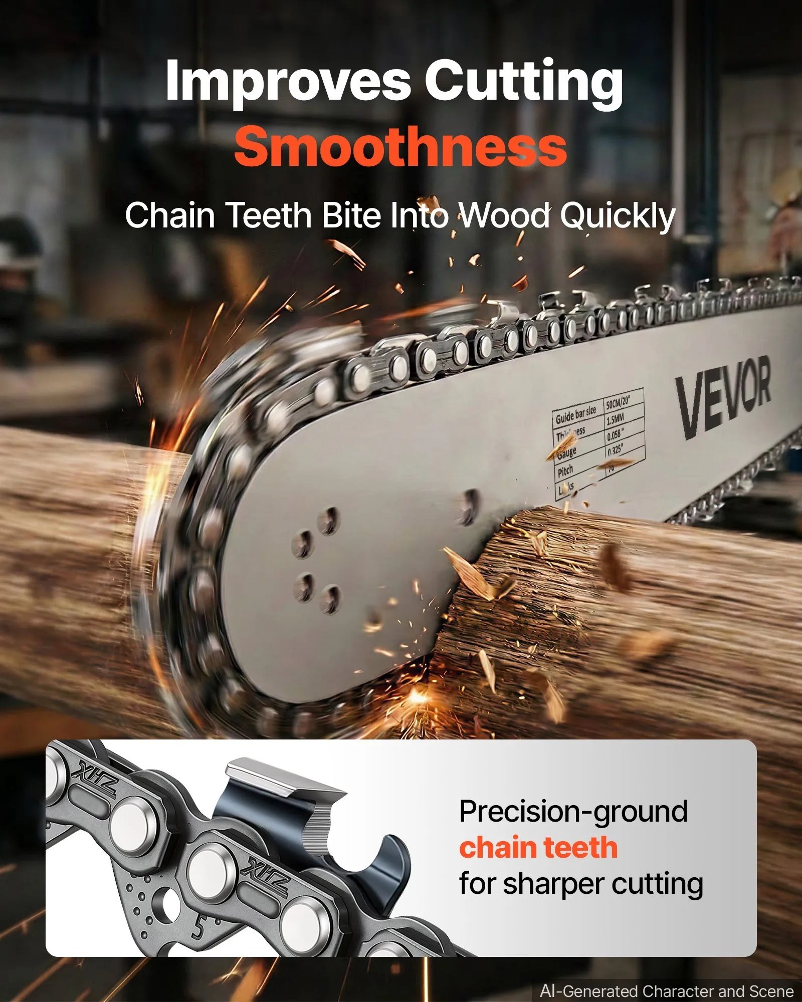 Gas Powered Chainsaw 18 & 20 Inch 58CC 3.22HP 2 Stroke Engine Saw, For Wood Cutting, Tree Trimming & Land Clearing, Throttle-Synced Choke, Power Chain Saw With Non-Slip Handle & Dual Tanks - Image 5