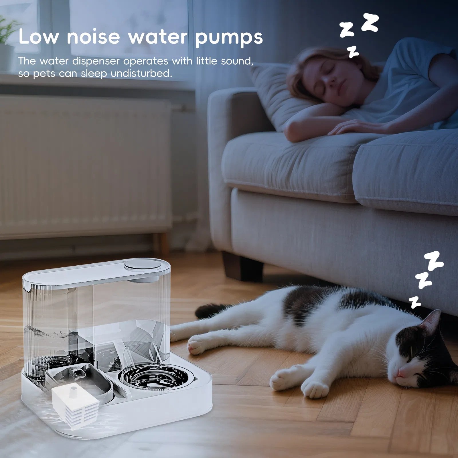 L-type USB pet food and water dispenser, large capacity storage and storage, automatic water and food dispensing, worry free feeding - Image 7