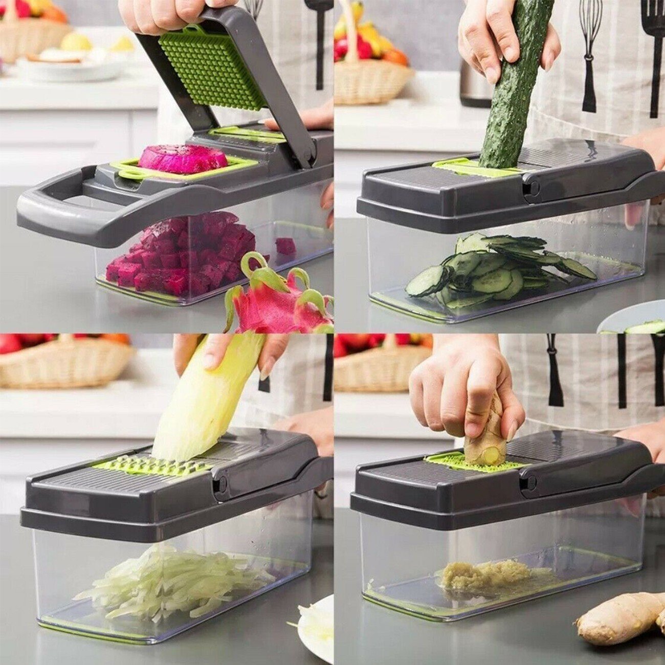 15 In 1 Vegetable Chopper Fruit Cutter Food Onion Veggie Dicer Slicer Peeler Kitchen - Image 7