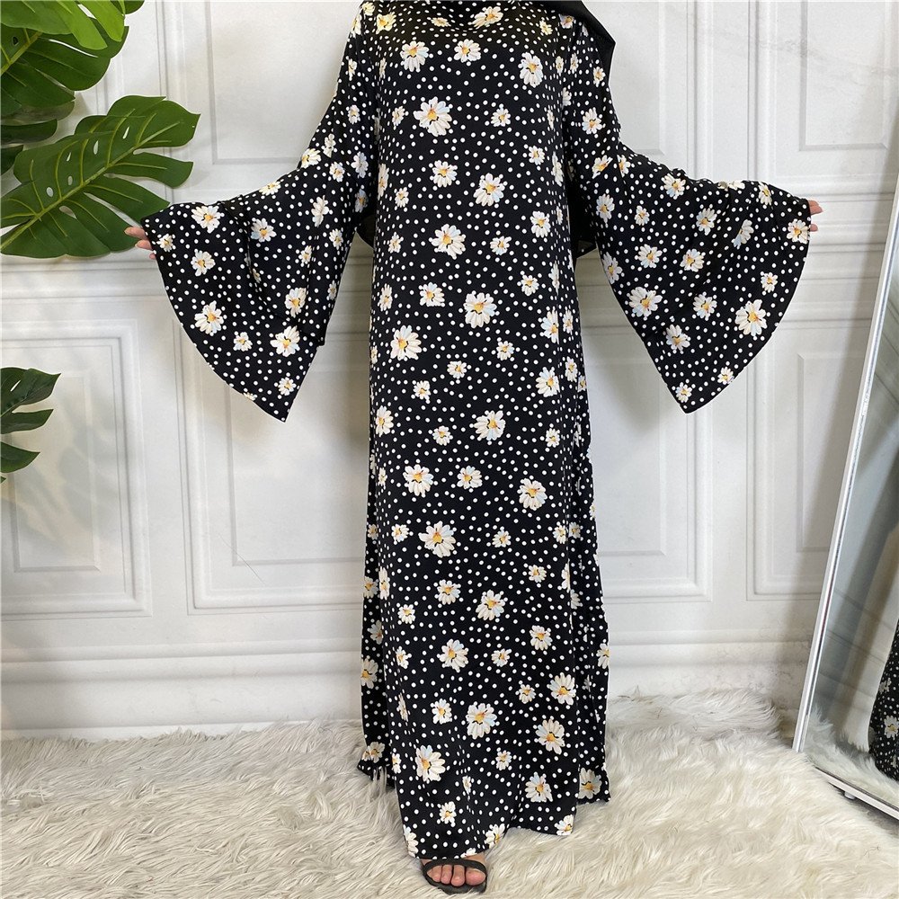 Fashionable Printed Large Lace Up Muslim Dress - Image 2