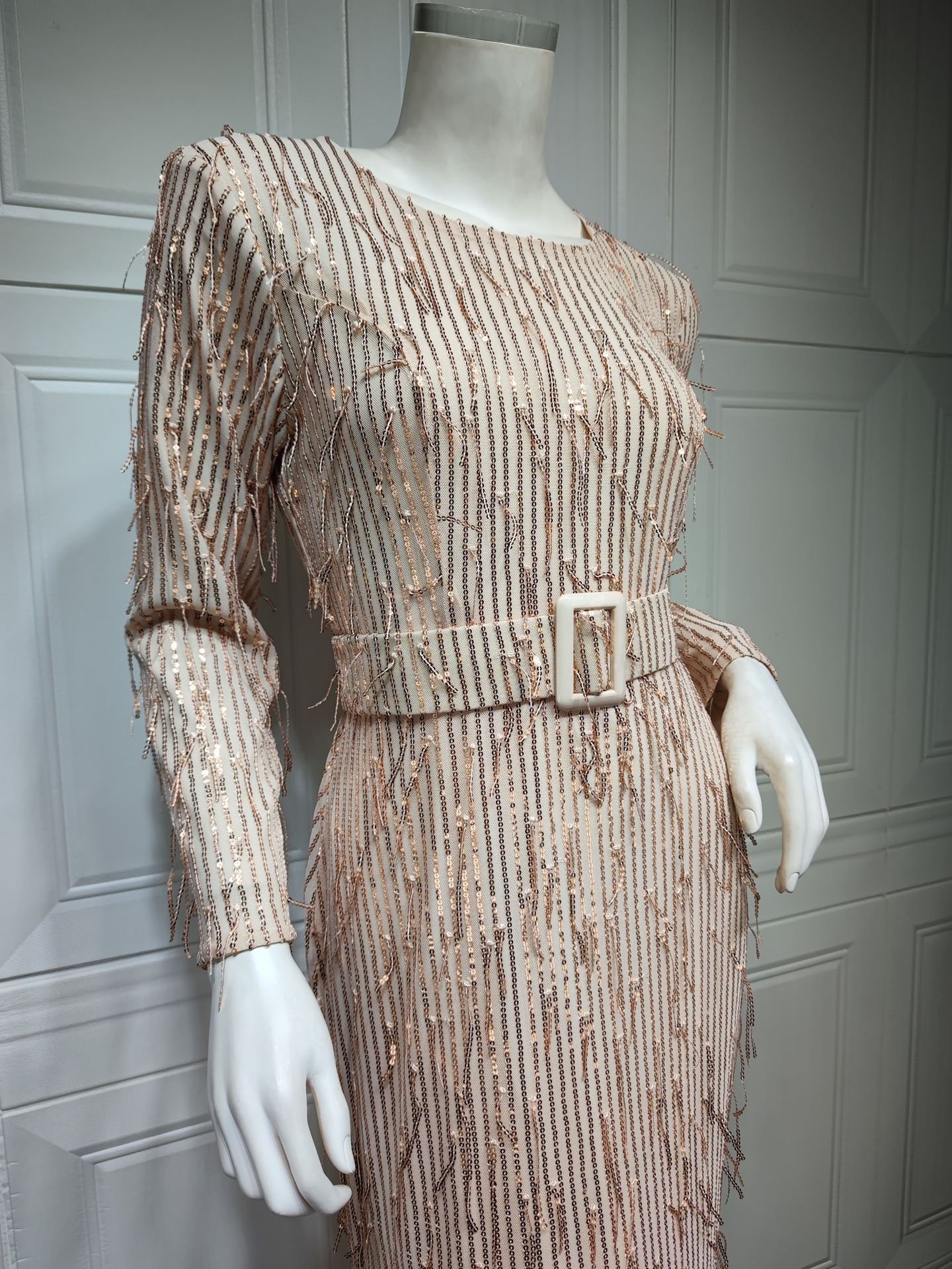 Sequin Tassels Slim-fit Dress Muslim Dress - Image 5