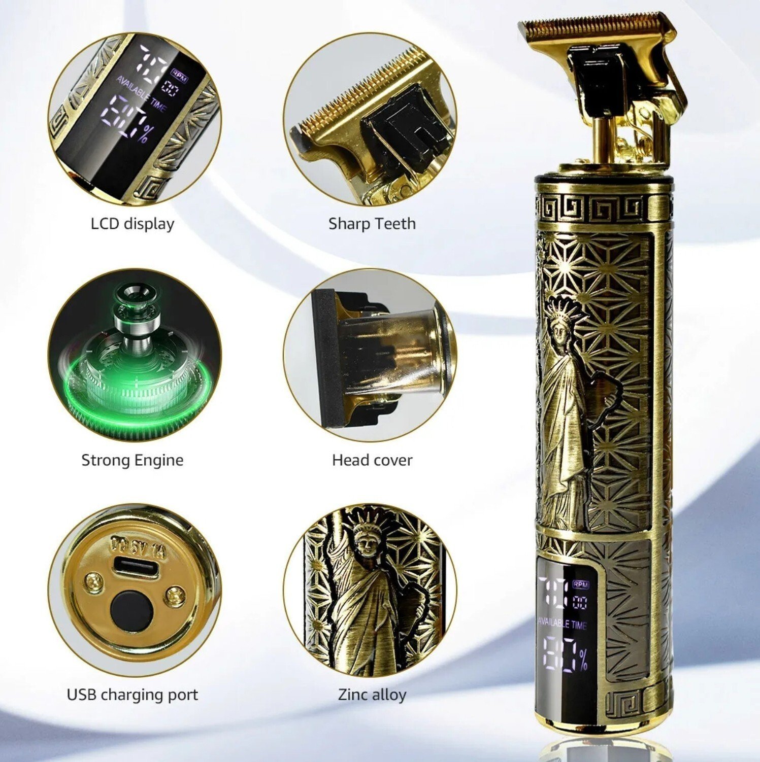 Beard Trimmer Hair Clippers Cordless Hair Cutting Kit Barber Shaving Machine For Men USB Rechargeable - Image 3
