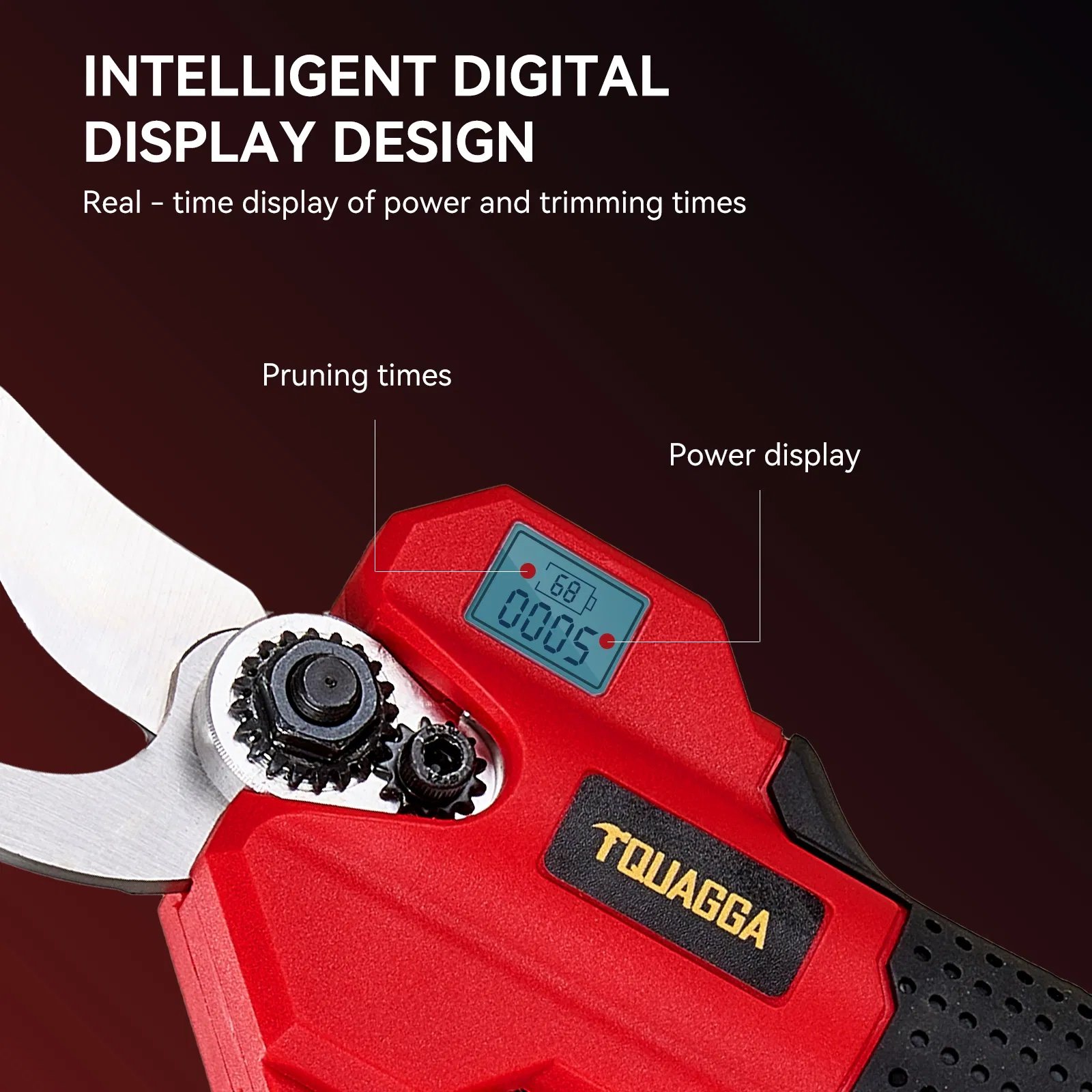 Electric Pruning Shears,1.2" Cutting Diameter Cordless Power Pruner with LCD Display, Brushless Motor Pruning Shears with 2000mAh*2 Rechargeable Batteries for Garden Tree Pruner Branch - Image 2