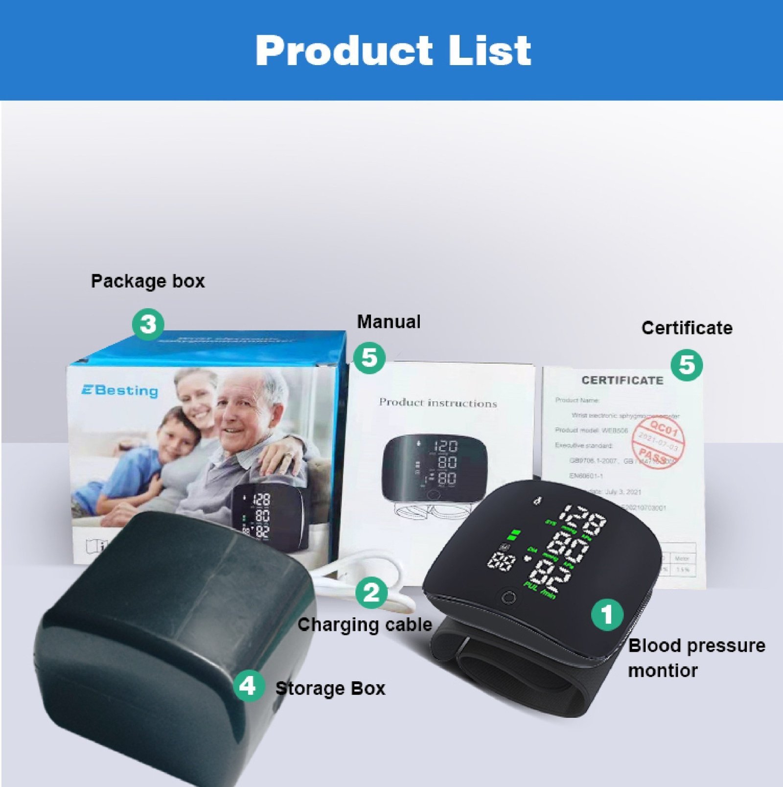 Wrist Sphygmomanometer Rechargeable Blood Pressure Meter Wrist Blood Pressure Eter Smart Touch Screen Blood Pressure Meter Household Electronics - Image 8
