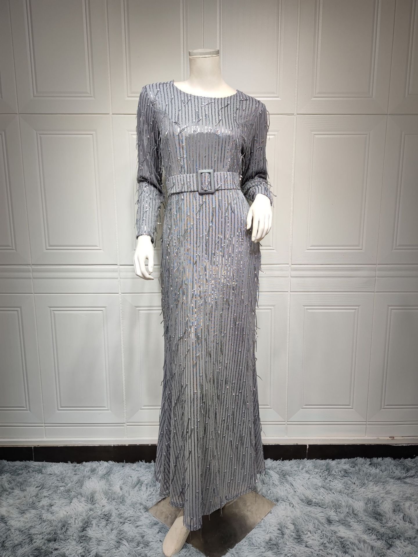 Sequin Tassels Slim-fit Dress Muslim Dress - Image 4