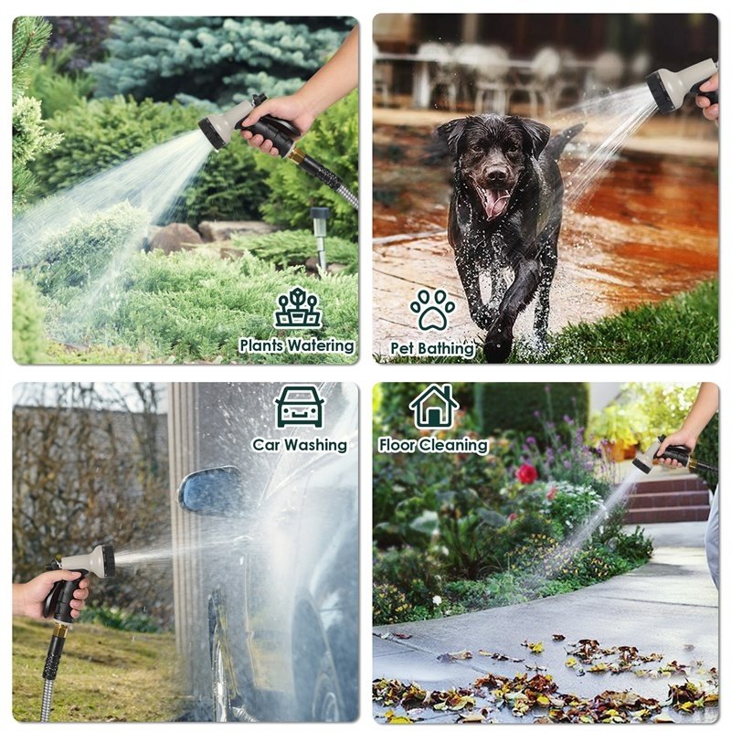 Metal Garden Hose, 100ft Stainless Steel Flexible Water Hose With 10 Adjustable Patterns Spray Nozzle, Heavy Duty Water Pipe , Kink Free , 2 Nozzles - Image 4