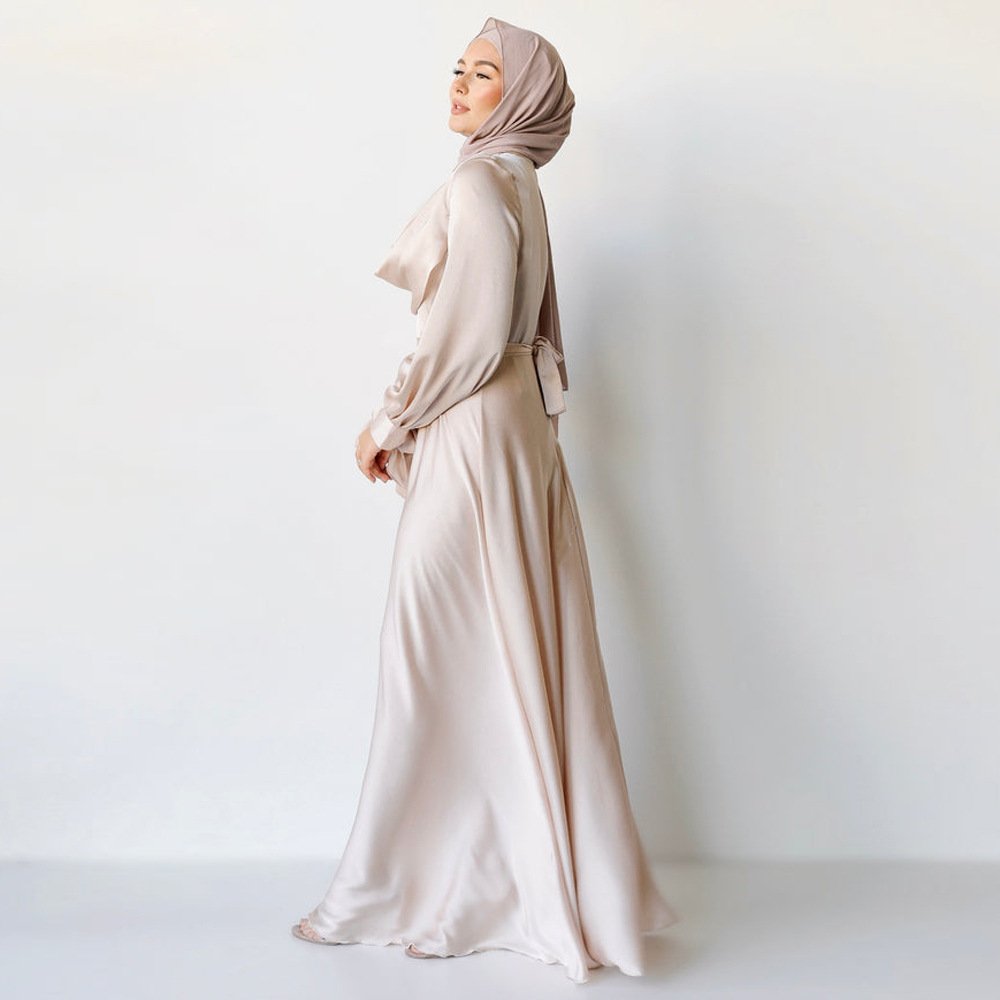 Muslim Pile Collar Robe And Ankle Dress - Image 3
