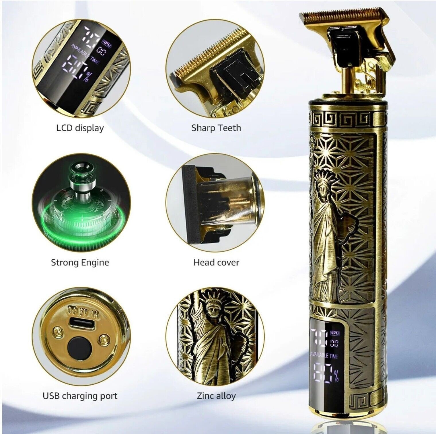 Beard Trimmer Hair Clippers Cordless Hair Cutting Kit Barber Shaving Machine For Men USB Rechargeable - Image 6