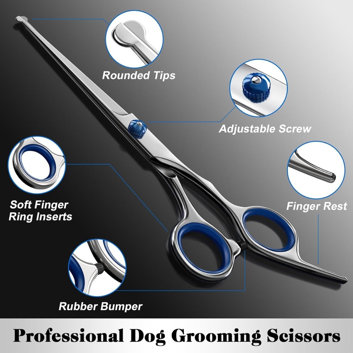 Professional 4 In 1 Dog Cat Grooming Scissors Kit With Safety Round Tips,Sharp - Image 6